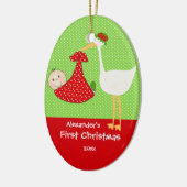 Cute Stork Baby's eerste kerstversiering Keramisch Ornament (Links)