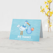 Cute Stork Big Bedankt Blue Hartelijk dank Kaart (Gele Bloem)