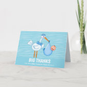 Cute Stork Big Bedankt Blue Hartelijk dank Kaart (Voorkant)