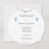 Cute Stork Bird With Balloons Blue Baby Boy Card Kaart (Achterkant)