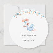 Cute Stork Bird With Balloons Blue Baby Boy Card Kaart (Voorkant)