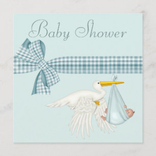 Cute Stork die Baby Boy Blue Baby shower levert Kaart