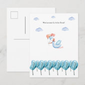 Cute Stork Flying Over The Forest Welcome New Baby Briefkaart (Voorkant / Achterkant)