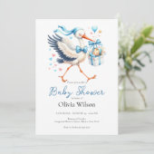 Cute Stork With Baby Kaart (Staand voorkant)