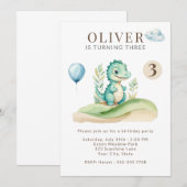 Cute Storybook Dinosaur Birthday Party Invitation Kaart (Voorkant / Achterkant)