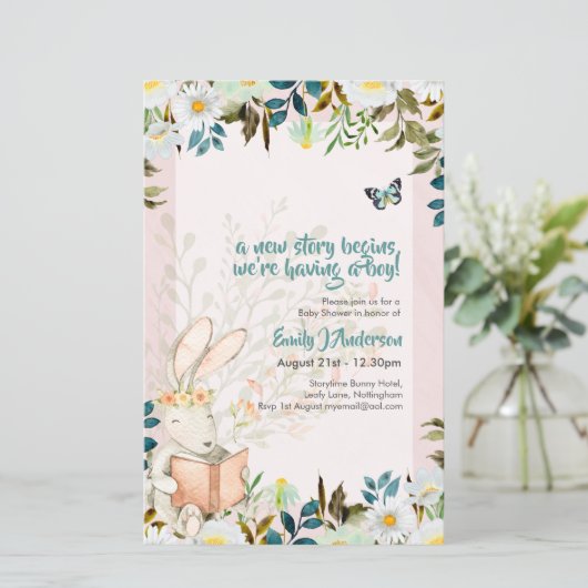 Cute Storytime Bunny baby shower Gender onthulling (Staand voorkant)