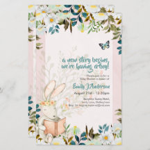 Cute Storytime Bunny baby shower Gender onthulling