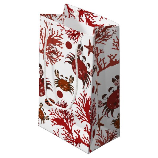 Cute strand crab patroontas klein cadeauzakje (Voorkant Gekanteld)