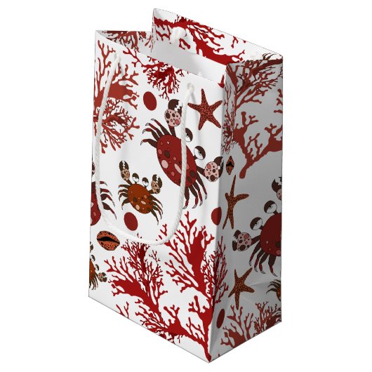 Cute strand crab patroontas klein cadeauzakje (Achterkant Gekanteld)