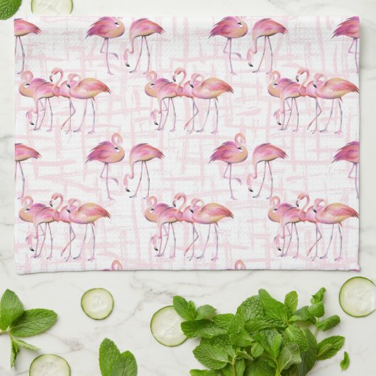 Cute strand roze flamingo betegeld patroon theedoek (Gevouwen)