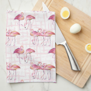 Cute strand roze flamingo betegeld patroon theedoek