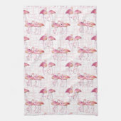 Cute strand roze flamingo betegeld patroon theedoek (Verticaal)
