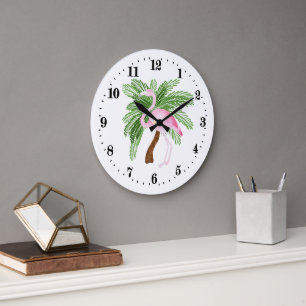 Cute strand roze flamingo decor grote klok