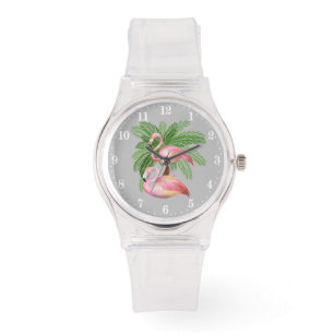Cute strand roze flamingo horloge