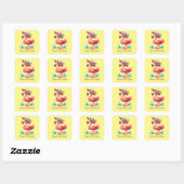 Cute strand roze flamingo vierkante sticker (Vel)