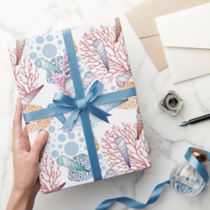 Cute strand seashell koraalpatroon cadeaupapier