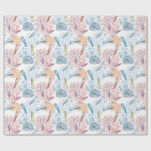 Cute strand seashell koraalpatroon cadeaupapier (Vlak)