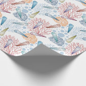 Cute strand seashell koraalpatroon cadeaupapier (Hoek)