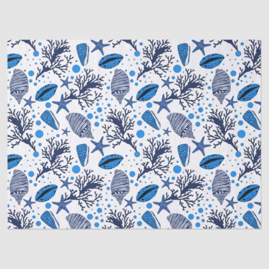 Cute strand seashell koraalpatroon tissuepapier (Voorkant)