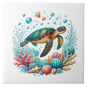 Cute strand zeeschildpad  tegeltje