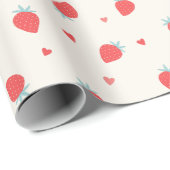 Cute Strawberries Love Berry Hearts Valentines Cadeaupapier (Rol Hoek)