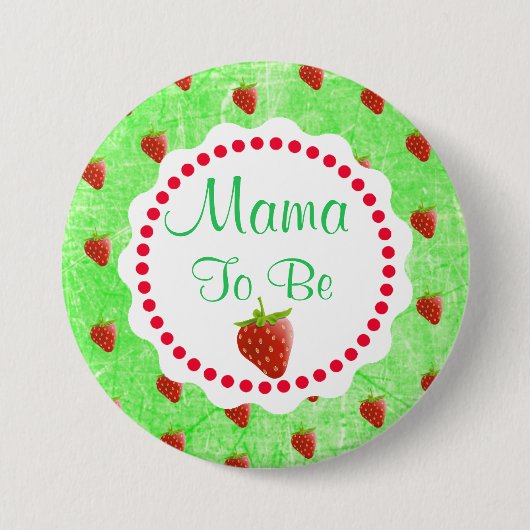 Cute Strawberries Mama om Baby shower te worden Ronde Button 7,6 Cm (Voorkant)