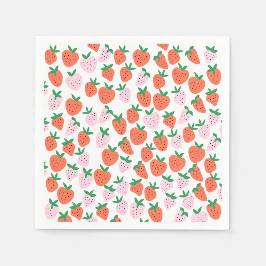 Cute Strawberries Paper Napkins Servet (Voorkant)