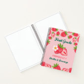 Cute Strawberry Aangepaste Naam Roze Kinderen Basi Notitieboek (Binnen)
