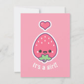 Cute Strawberry Baby Shower Invitations Kaart (Voorkant)