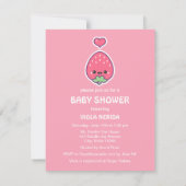 Cute Strawberry Baby Shower Invitations Kaart (Achterkant)