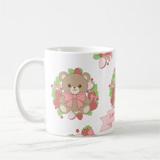 Cute Strawberry Bear Birthday Mug Koffiemok