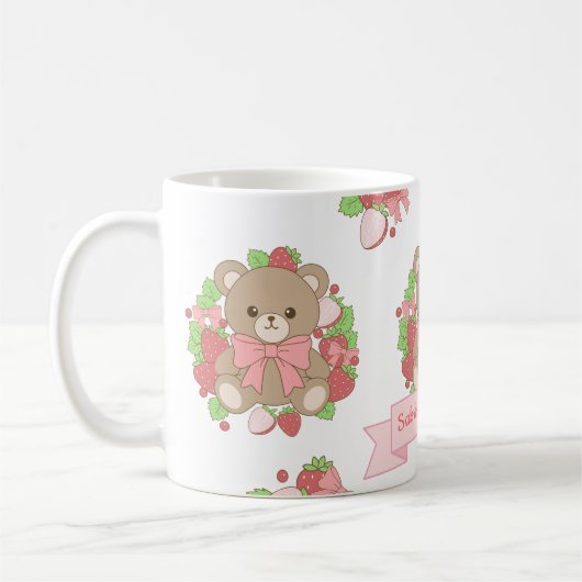 Cute Strawberry Bear Birthday Mug Koffiemok (Links)