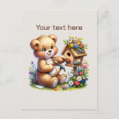 Cute strawberry bear customizable  briefkaart (Voorkant)