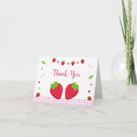 Cute Strawberry Birthday Bedankt (Voorkant)