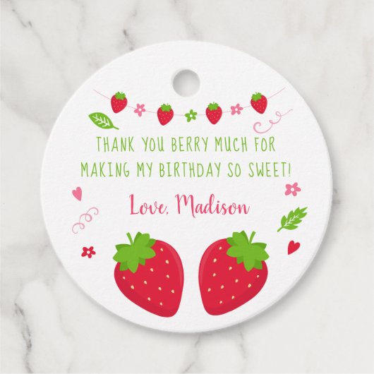 Cute Strawberry Birthday Bedankt Bedankjes Labels (Voorkant)