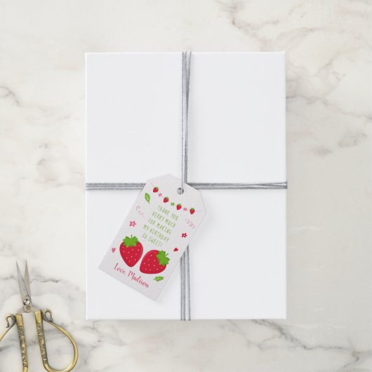Cute Strawberry Birthday Bedankt Cadeaulabel (Met Touw)