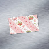 cute strawberry bow floral seamless pattern design magnetisch visitekaartje (Voorbeeld)