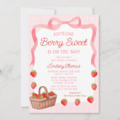 Cute Strawberry Bow Girl Baby Shower Kaart (Voorkant)