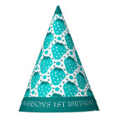 Cute Strawberry Boy First Birthday Blue Feesthoedjes (Voorkant)