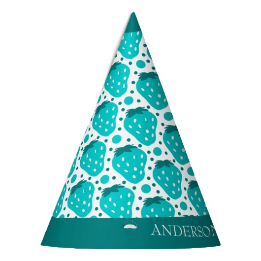 Cute Strawberry Boy First Birthday Blue Feesthoedjes (Links)