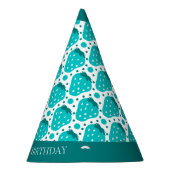 Cute Strawberry Boy First Birthday Blue Feesthoedjes (Rechts)