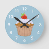 Cute Strawberry Bun Blue Ronde Klok (Voorkant)