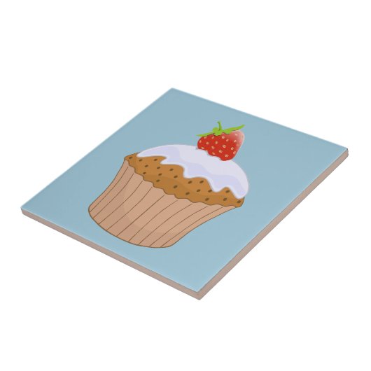 Cute Strawberry Bun Blue Tegeltje (Zijkant)