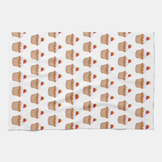 Cute Strawberry Bun Pattern Theedoek (Horizontaal)