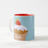 Cute Strawberry Bun Personalized Tweekleurige Koffiemok (Voorkant links)