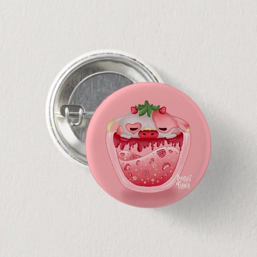 Cute Strawberry Button – Pink Design (Voorkant /achterkant)
