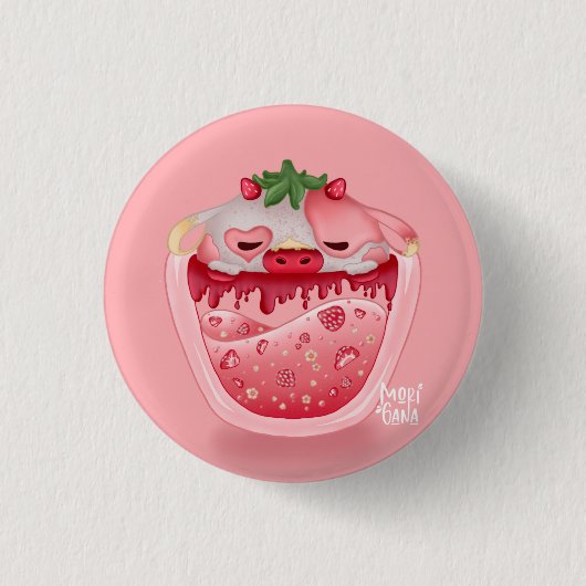 Cute Strawberry Button – Pink Design (Voorkant)