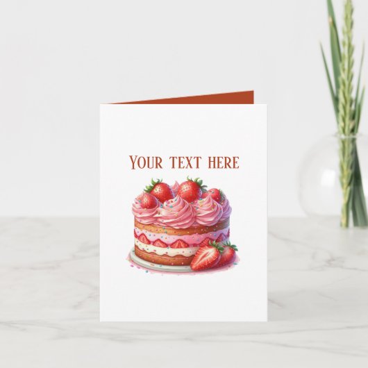 Cute strawberry cake Bakery vendors customizable Kaart (Voorkant)