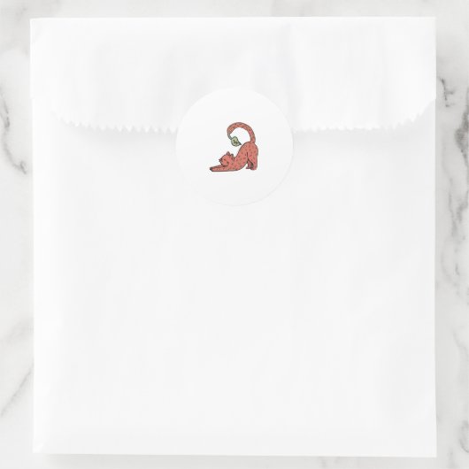 Cute strawberry cat 🐈🍓 ronde sticker (Tas)