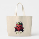 Cute Strawberry Character- Berry Cute Grote Tote Bag (Achterkant)